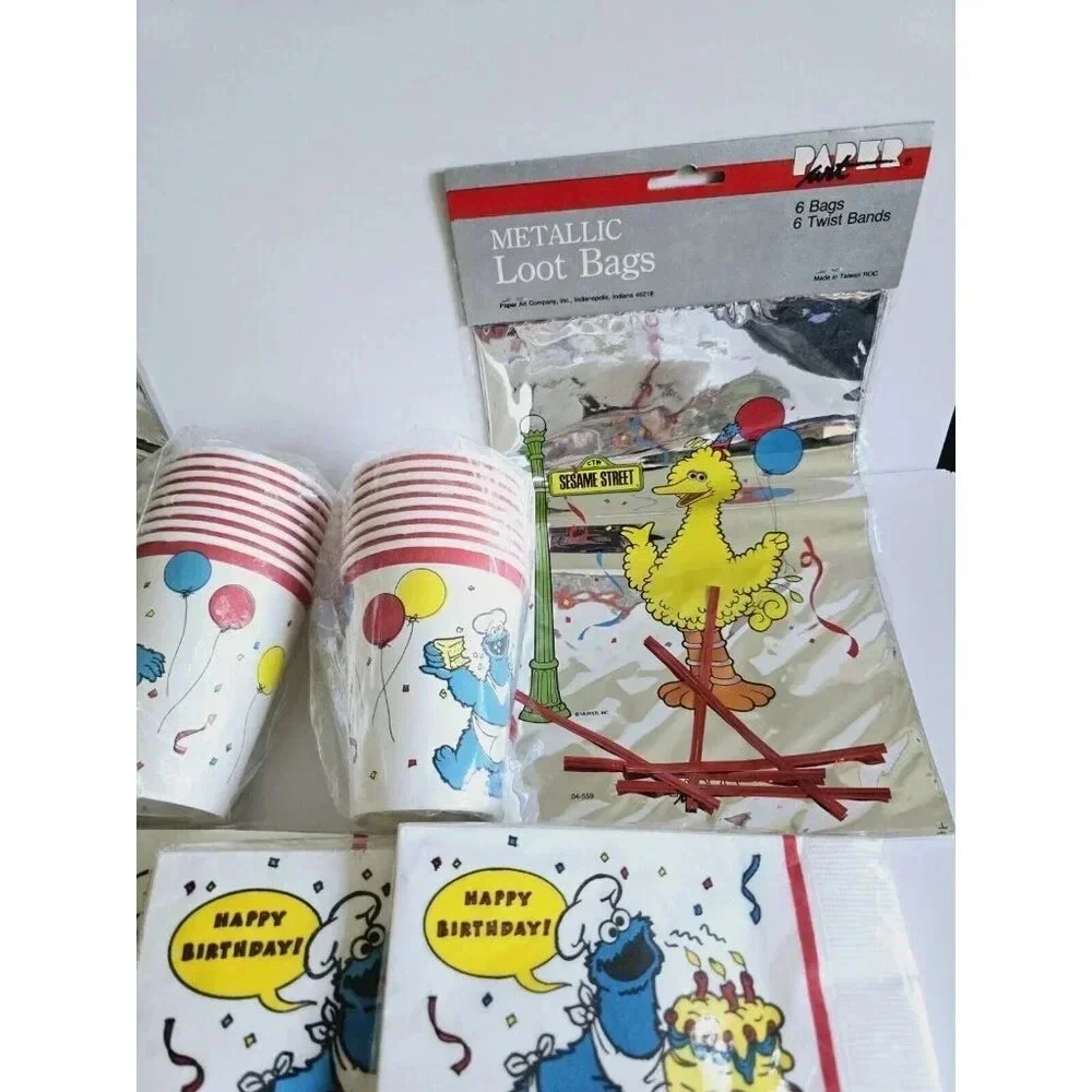 Sesame Street Big Bird Cookie Monster Vintage Birthday Party Supplies Lot Of 12